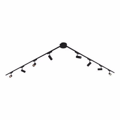 Système d&rsquo;éclairage sur rail moderne avec 8 spots noirs monophasés 400 cm – Magnetic Gert