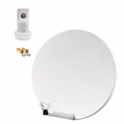 Pack  Parabole satellite fibre composite Blanche 60cm BRIDES INOX + LNB Single HD 4K HDSAT