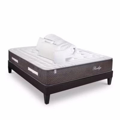 Pack Privilège 140×190 cm Matelas Ressorts + Sommier Bois + Accessoires