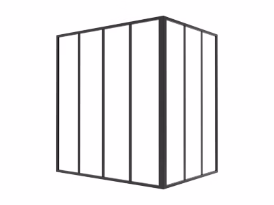 Verrière d&rsquo;angle d&rsquo;atelier en aluminium thermolaqué – L120 x L90 x H130 – Noir – BAYVIEW