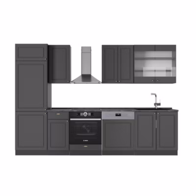 Vicco Cuisine Anthrazit-Gold Landhaus 300cm , PT Anthracite
