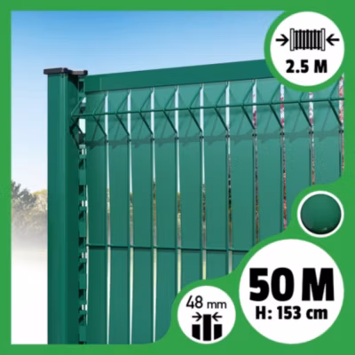 Kit 50m occultation lattes aluminium pour panneau rigide maille 55 – H 1m53 x 2m50 Vert