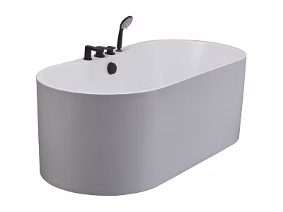 Baignoire îlot avec robinetterie – 150x75x58 cm – Blanche – 195 L – STEPONA
