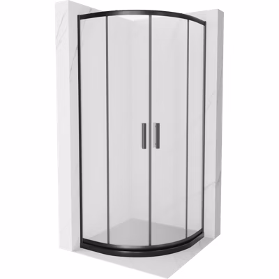 Mexen Rio cabine de douche semi-circulaire 80 x 80 cm, givrée, noire + receveur de douche plat, noir – 863-080-080-70-30-4170B