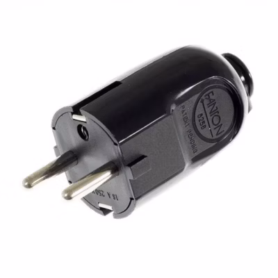 Fiche mâle Schuko 250VAC/16A noire  facile à installer connectivité fiable pour bureaux et espaces commerciaux