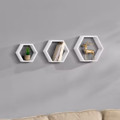 Lot de 3 Etagères murales Lysaker blanc mat en.casa