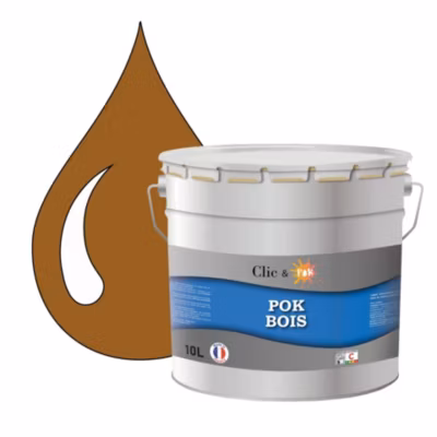 Peinture extérieure bois – Résistante aux intempéries POK BOIS – 10L – RAL 8001 – Brun Terre de Sienne – Clic & Pok