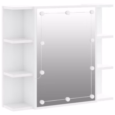 Armoire Murale à miroir LED, Armoire de Toilette, Meuble Salle de Bain Blanc brillant 70×16,5×60 cm