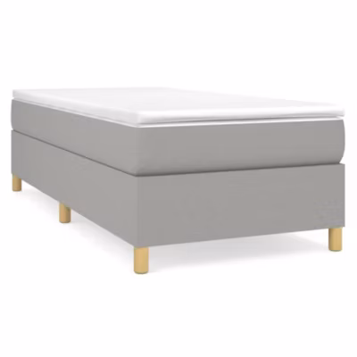 Lit simple, Lit adulte, Cadre de lit à ressorts gris clair 80×200 cm tissu