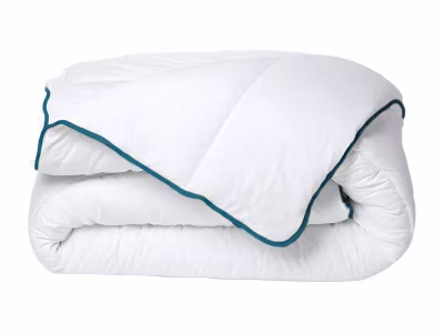 Couette chaude recyclée de DREAMEA en microfibre – 240 x 260 cm – 350 gr/ m² – Biais bleu – ROSA