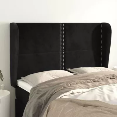 vidaXL Tête de lit avec oreilles Noir 147x23x118-128 cm Velours3117866