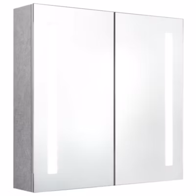 Armoire Murale à miroir LED, Armoire de Toilette, Meuble Salle de Bain Gris béton 62x14x60 cm