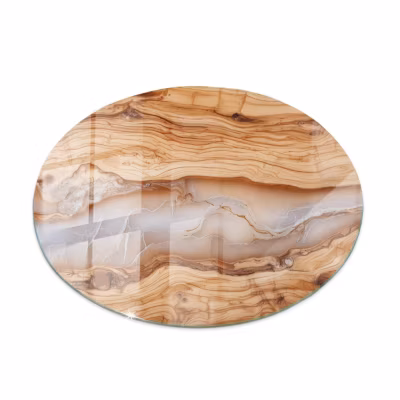 Dessus de table en verre trempé Wallfluent fi70 cm Bois naturel avec résine