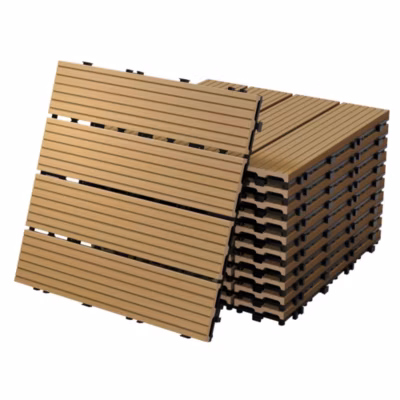Carrelage terrasse dalles 30 x 30 cm 2 m² carrelage jardin aspect bois WPC teak