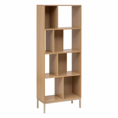 Bibliothèque Tasso 8 cases 63x159cm effet bois naturel – Beige- 5five