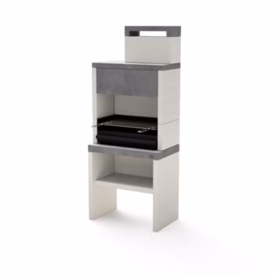 TUOZI – Barbecue fixe pour bois et charbon modèle PLAN 1 MAx(Gris/Blanc – 78x47x192cm) REF: 8041 – FormatxL, parfait extérieur