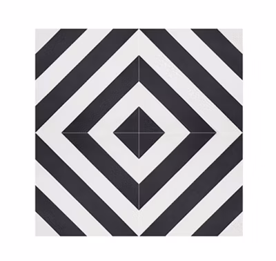 Boite de 24 Carreaux de ciment véritable 0,96m2 / Carreaux de ciment artisanaux coloris noir/blanc pour sol et mur