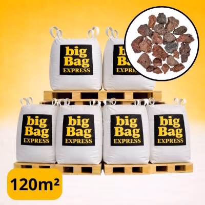 PACK 6 X BIG BAG de 1M3 (+/- 120M²) Gravier Pouzzolane Rouge / Noir 15/25 mm – Livraison STANDARD