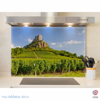 Crédence cuisine fond de hotte La Roche de Solutré – Alu composite – L 70 cm x H 60 cm – MaCrédenceDéco