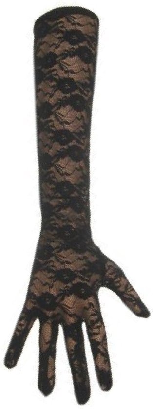 Gant dentelle long noir