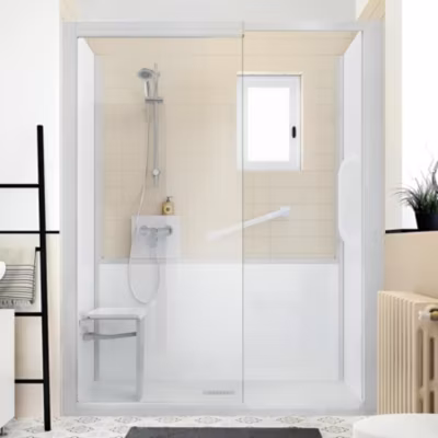 Cabine de douche Kinedo Kinemagic Sérénité 140×80 niche basse solo verre transparent avec mitigeur