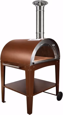 MF – Four à bois extérieur pour pizzas et pain modèle Chef Junior finition imitation oxyde avec table pour usage au jardin