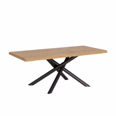 Table fixe 90×180 cm Vindral chêne écorcé pieds anthracite