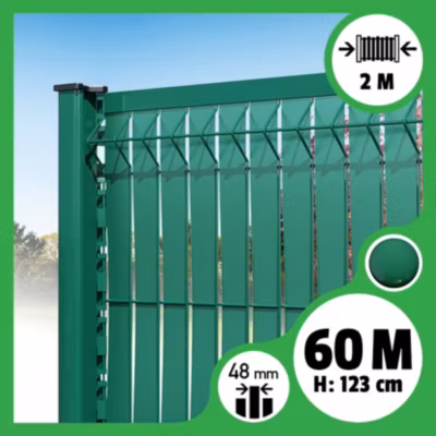 Kit 60m occultation lattes aluminium pour panneau rigide maille 55 – H 1m23 x 2m Vert