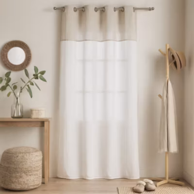 Voilage blanc  – Effet lin bi-ton tamisant (140×240 cm – Beige)