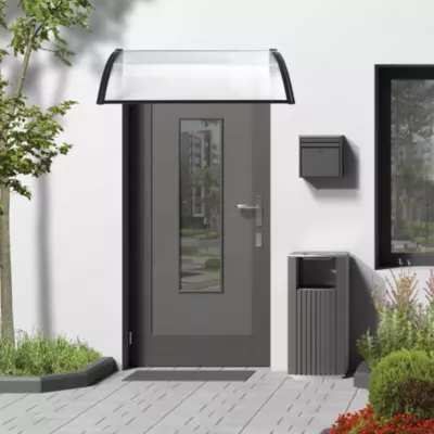 Auvent de Porte d&rsquo;Entrée Mellerud 100 x 100 cm Noir Transparent en.casa