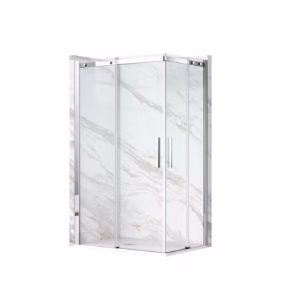 Cabine de douche 80×80 cm coulissante en 6mm verre trempé anticalcaire, profils chromés