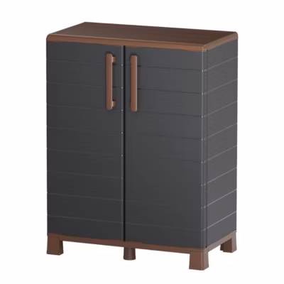 Armoire de rangement Extérieur/Intérieur 2 portes 2 Etagères Anthracite – Meuble de rangement de Garage 68 x 37 x 90 cm