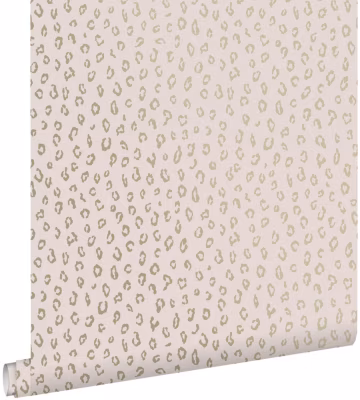 ESTAhome papier peint peau de léopard rose clair et or 53 cm x 10.05 m