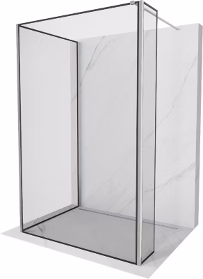 Mexen Kioto paroi de douche Walk-in 140 x 70 x 30 cm, cadre noir, nickel brossé – 800-140-070-221-97-70-030