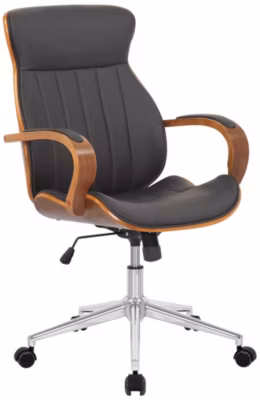 Chaise de bureau ergonomique Melilla  réglable en hauteur  pivotante  dossier inclinable  accoudoirs similicuir Noyer/Marron