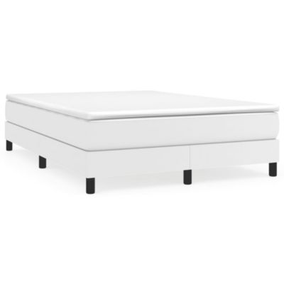 Lit double, Lit adulte, Cadre de lit à ressorts blanc 140×200 cm similicuir