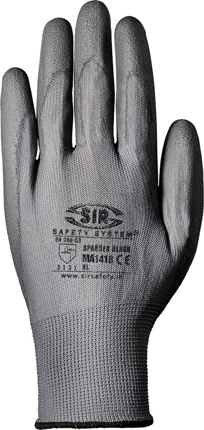 Gants de travail SIR SAFETY SPANDEX, Gants de jardin Grijs – Polyester – Antidérapants et respirants – Lot de 12