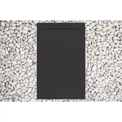 Receveur de douche 180X100 cm NOIR Vulcano Line PLUS en résine et poudre de marbre avec grille en RÉSINE DE MARBRE
