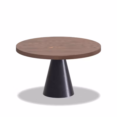 Artù Black – Table ronde diam. 120 cm en bois stratifié avec base en cône en métal – Brun foncé