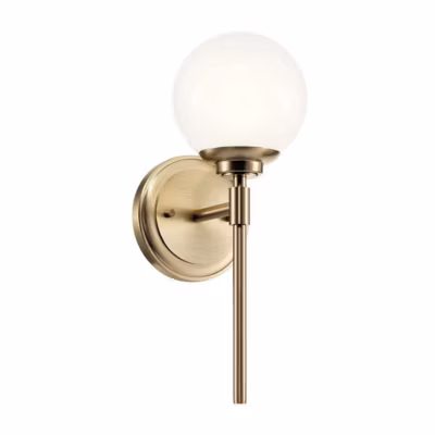 Elstead Kichler Benno Applique de salle de bain contemporaine en bronze champagne 3000 K IP44 1x G9