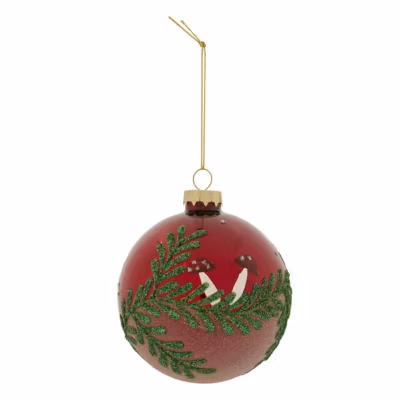 Boule verre décor branches d.9cm rouge – feeric lights & christmas