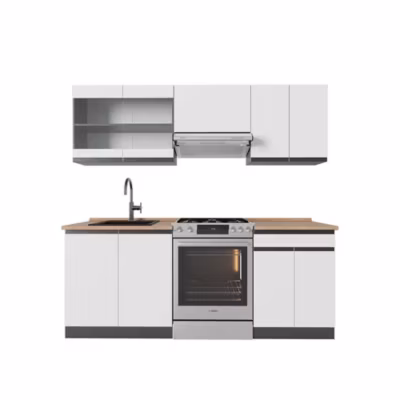 Vicco Cuisine blanc/anthracite 200cm , PT Chêne
