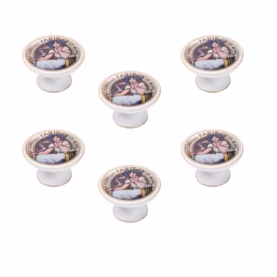 6 Un. bouton poignées de meuble Vintage Retro bois colorant noyer CAFÉ – diamètre  37MM