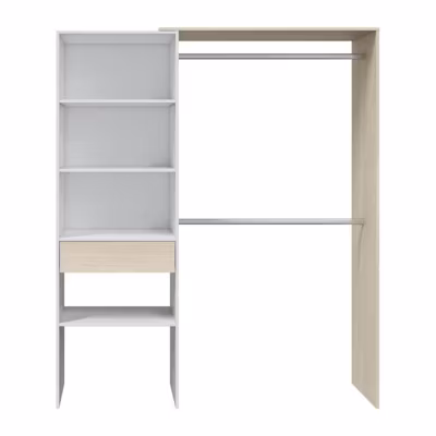 Dressing DRESS – Penderie 2 barres + 3 niches + 1 étagere + 1 tiroir –