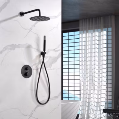 Colonne de Douche Encastrée Thermostatique  Anti-Calcaire Black Gun Métal IMEX MONZA GTM039/BGM