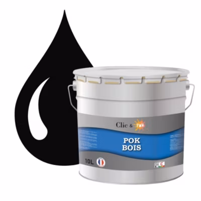 Peinture extérieure bois – Résistante aux intempéries POK BOIS – 10L – RAL 9005 – Noir Foncé – Clic & Pok