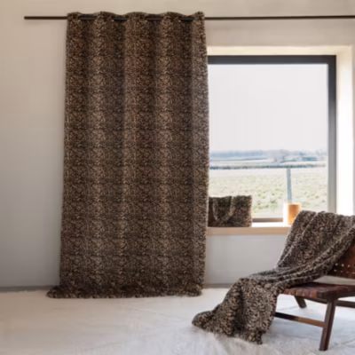 Rideau imitation fourrure léopard (140×260 cm – Beige)
