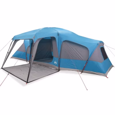 Tente familiale avec dôme de porche 9personnes bleu imperméable vidaXL