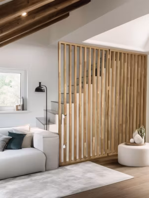 Cloison Amovible en Chêne Clair – Claustra Ajouré 15 Lames pour Séparation de Pièce (H 140 x L 160 cm) – PAR AD LYON GROUPE