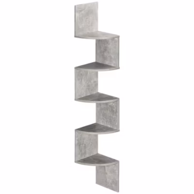 Étagère d&rsquo;angle étagère de rangement design contemporain zig zag 20L x 20l x 126H cm 5 niveaux panneaux de particules gris